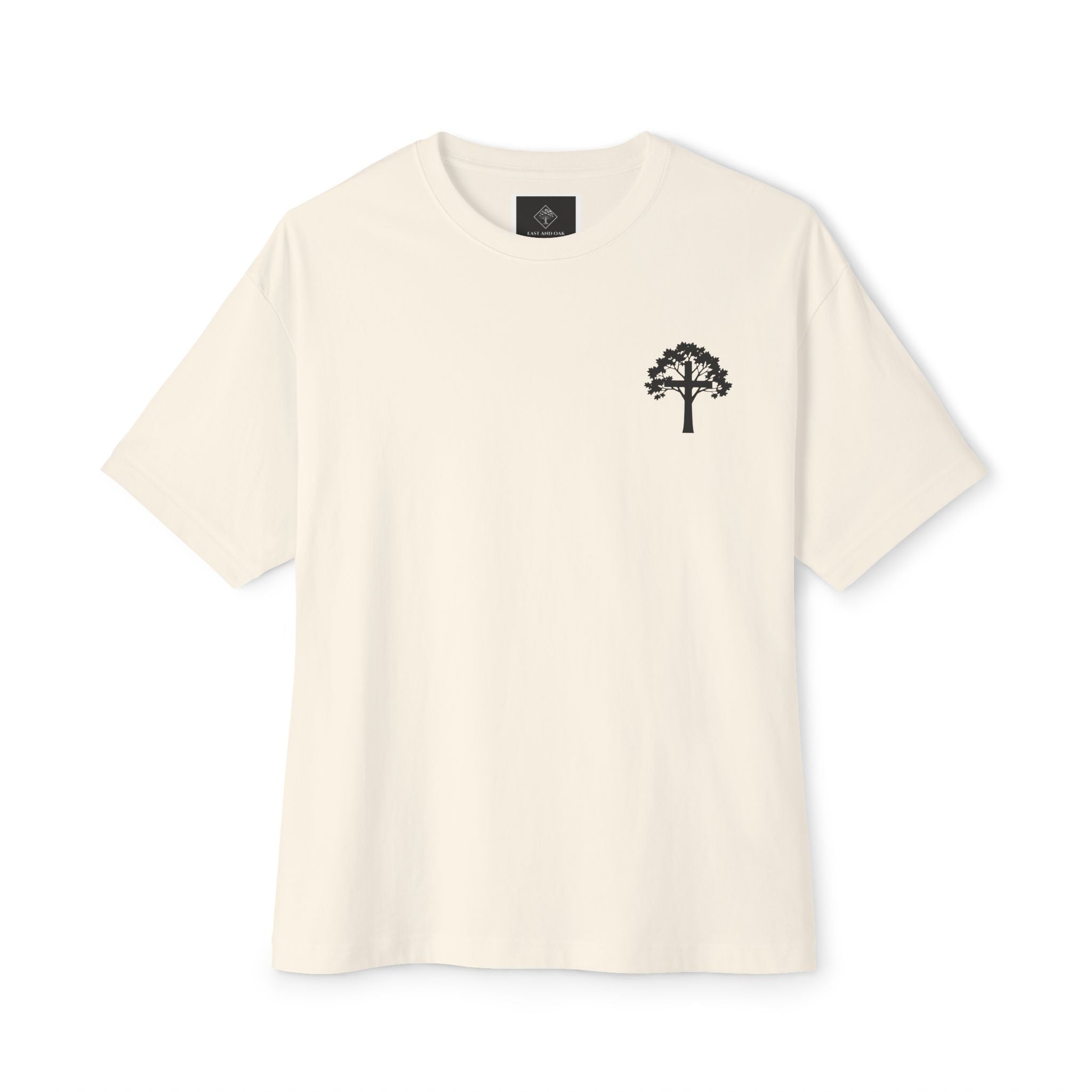 East and Oak Logo Boxy Tee — Minimalist Oversized Graphic T-Shirt