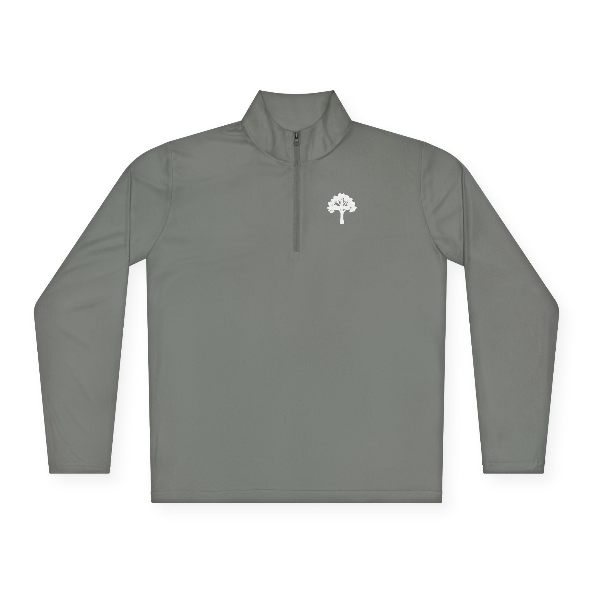 Quarter-Zip Pullover — Small Tree Chest Logo & “Stay Rooted.” Back Script