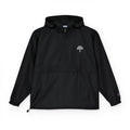 Light Blue Packable Anorak Jacket with Small Tree Logo — Windbreaker Pullover for Travel & Outdoor