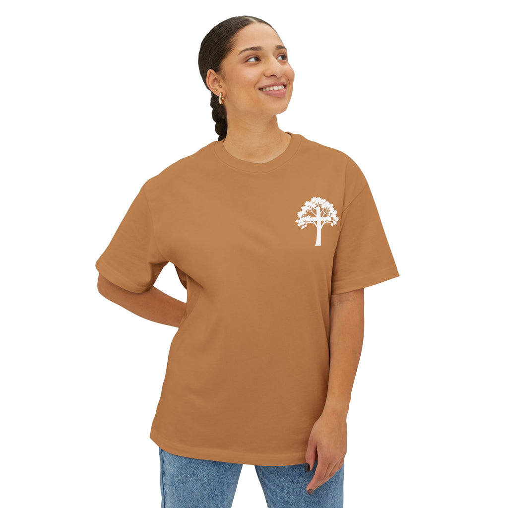 East and Oak Logo Boxy Tee — Minimalist Oversized Graphic T-Shirt