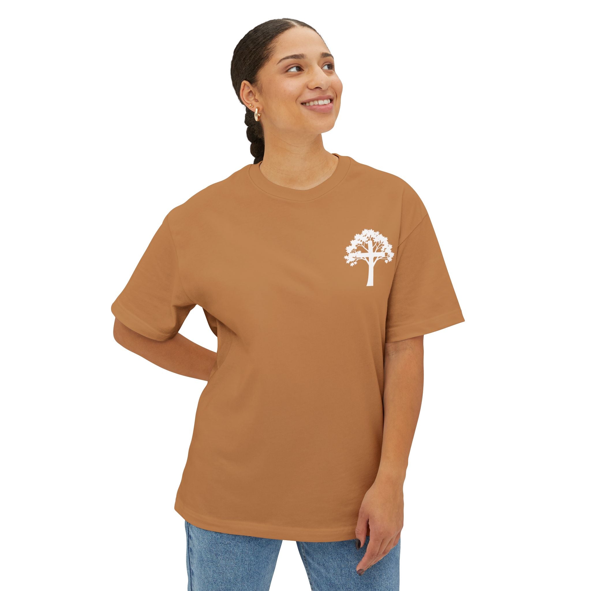 East and Oak Logo Boxy Tee — Minimalist Oversized Graphic T-Shirt
