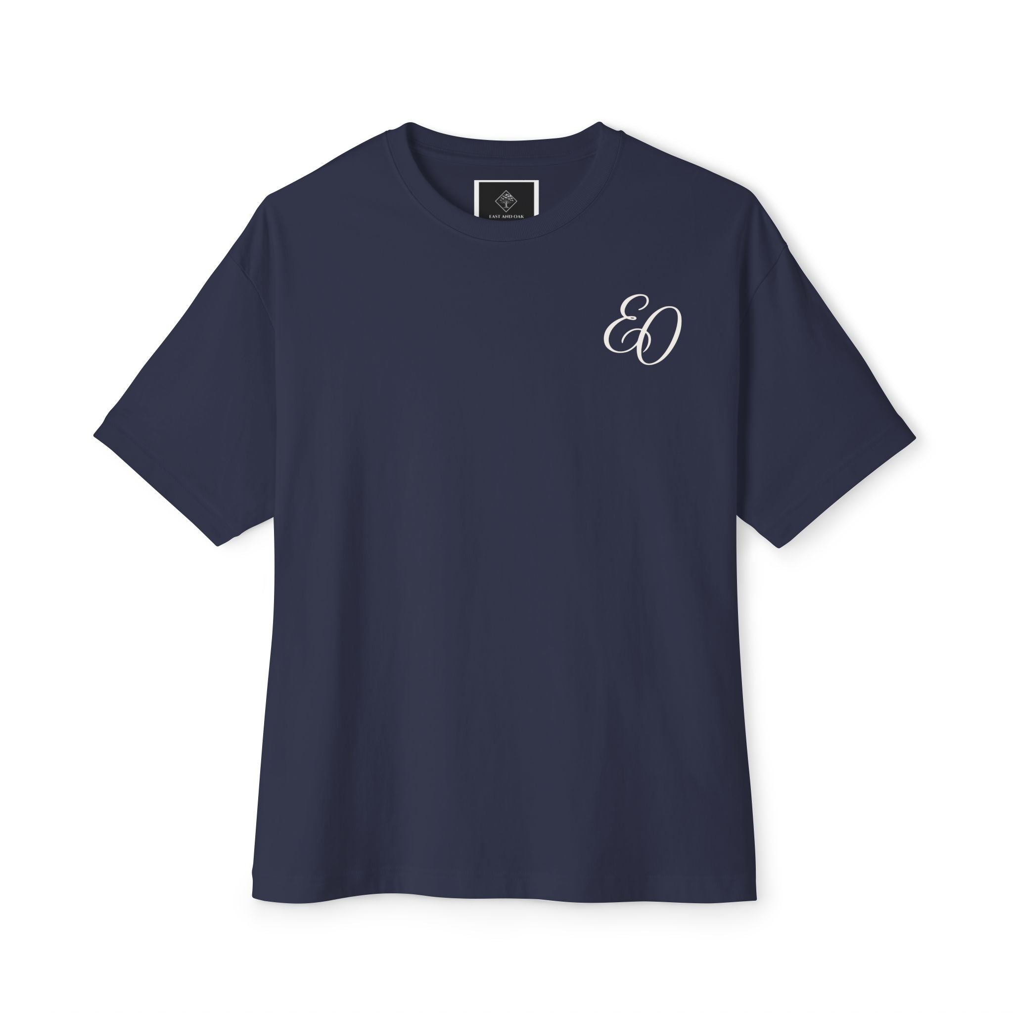 East and Oak Logo Boxy Tee — Minimalist Oversized Graphic T-Shirt