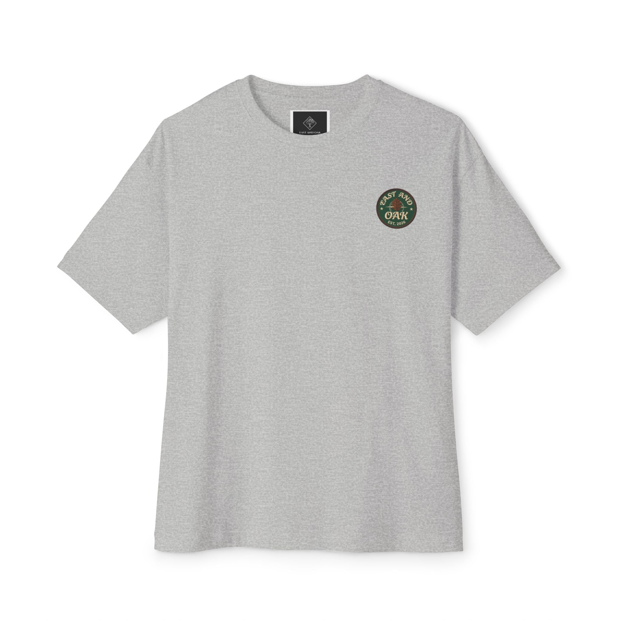 East and Oak Logo Boxy Tee — Minimalist Oversized Graphic T-Shirt