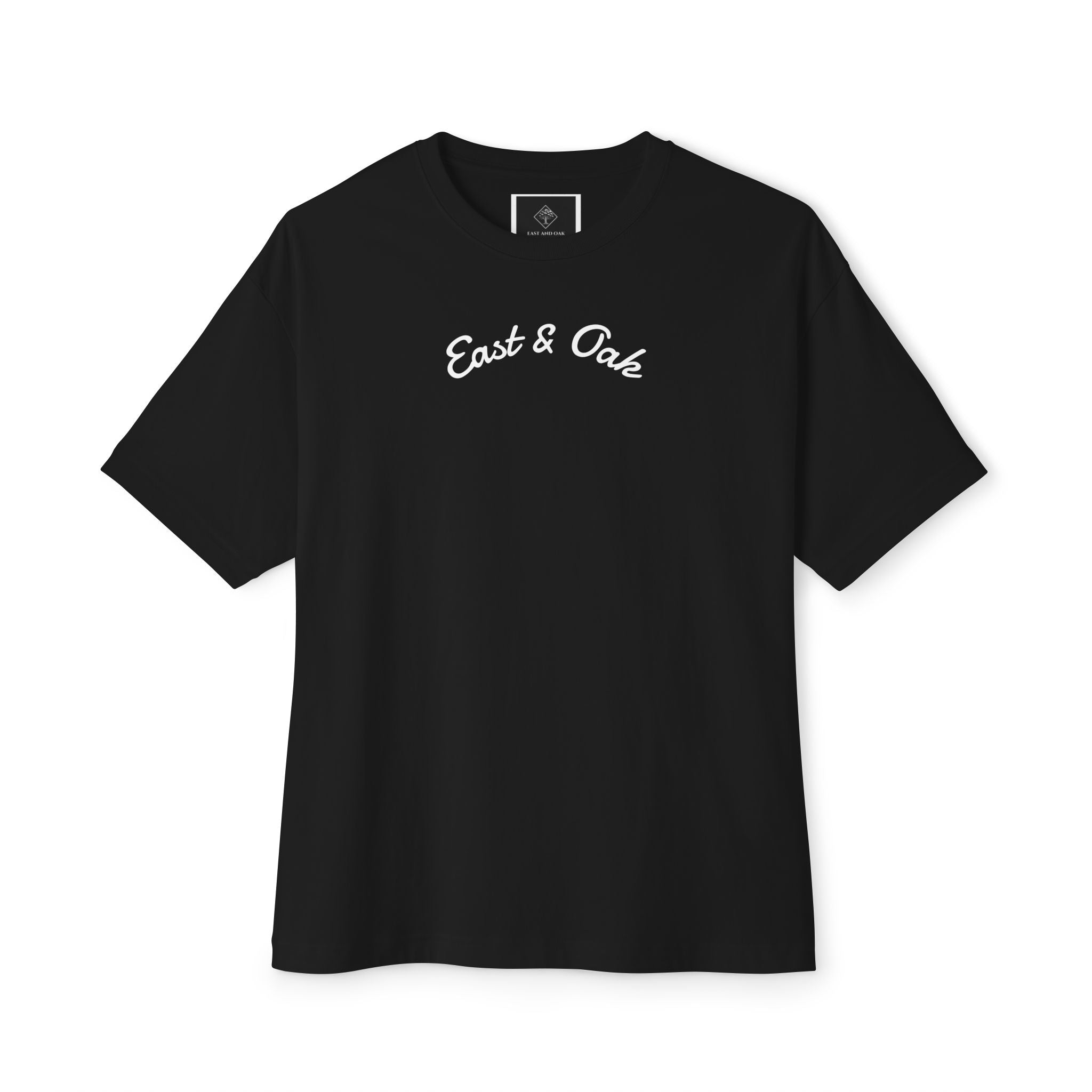 East and Oak Logo Boxy Tee — Minimalist Oversized Graphic T-Shirt