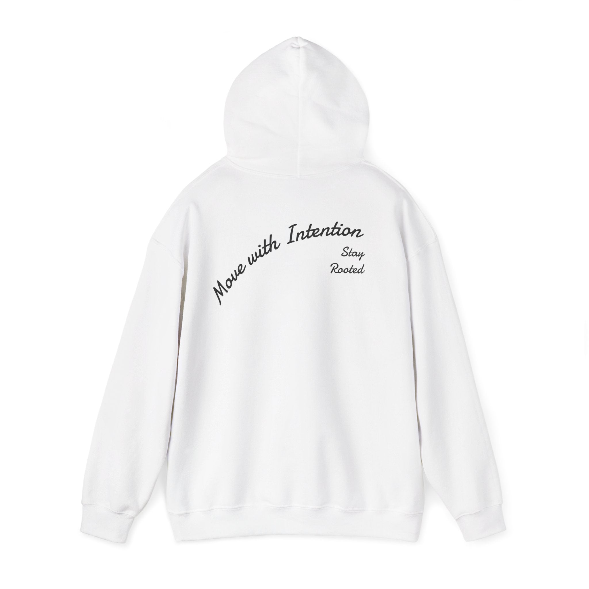 Stay Rooted Tree Hoodie — "Move with Intention" Minimal Logo Hooded Sweatshirt