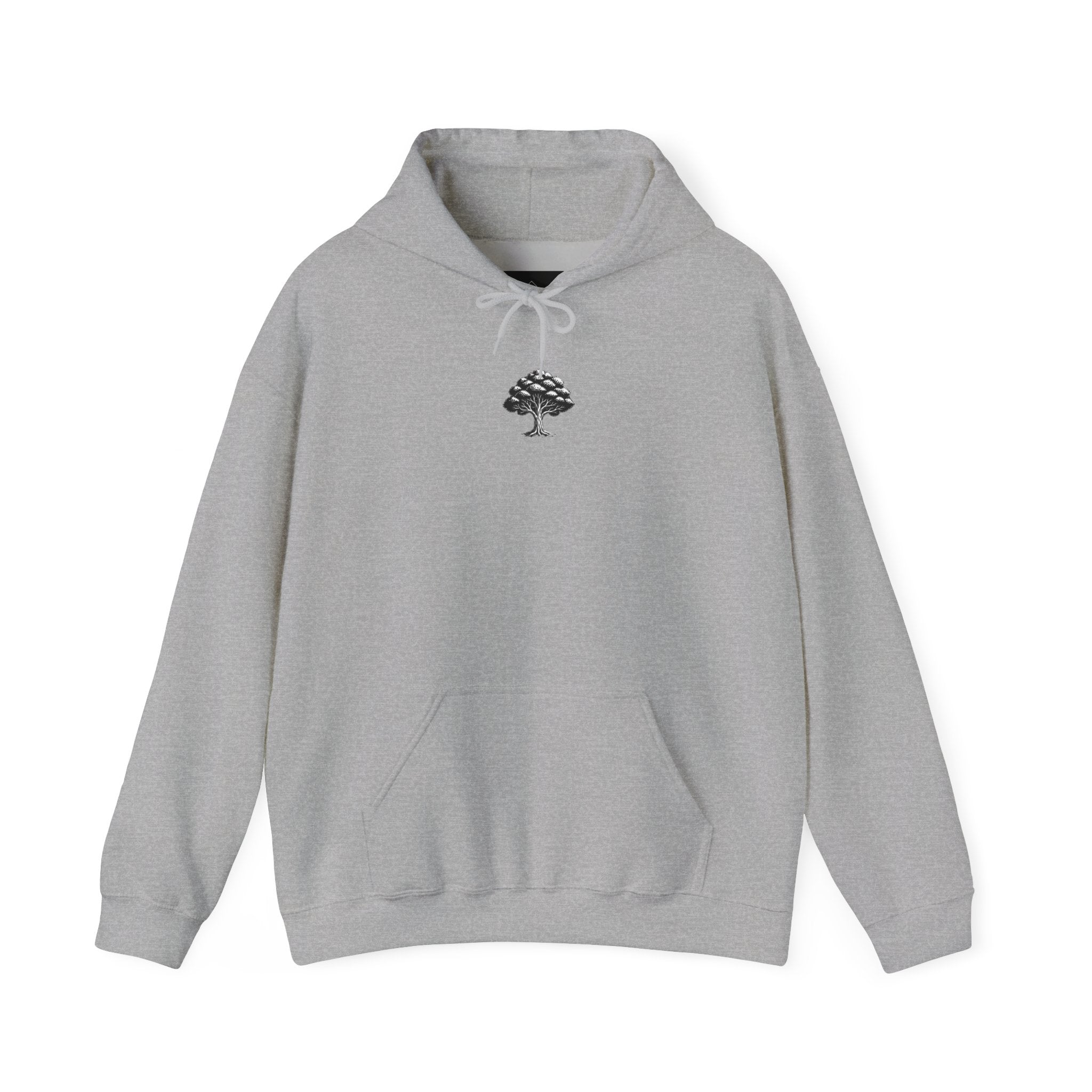 Stay Rooted Tree Hoodie — "Move with Intention" Minimal Logo Hooded Sweatshirt