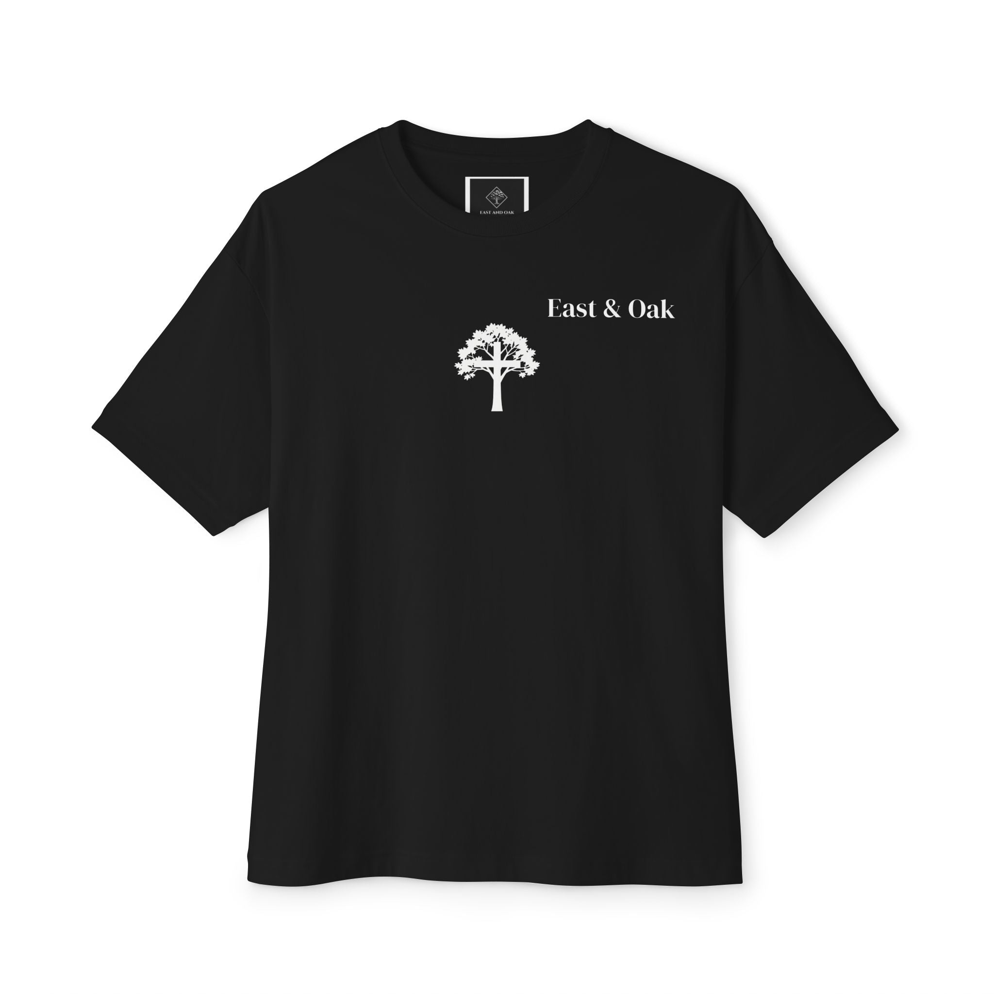 East and Oak Logo Boxy Tee — Minimalist Oversized Graphic T-Shirt