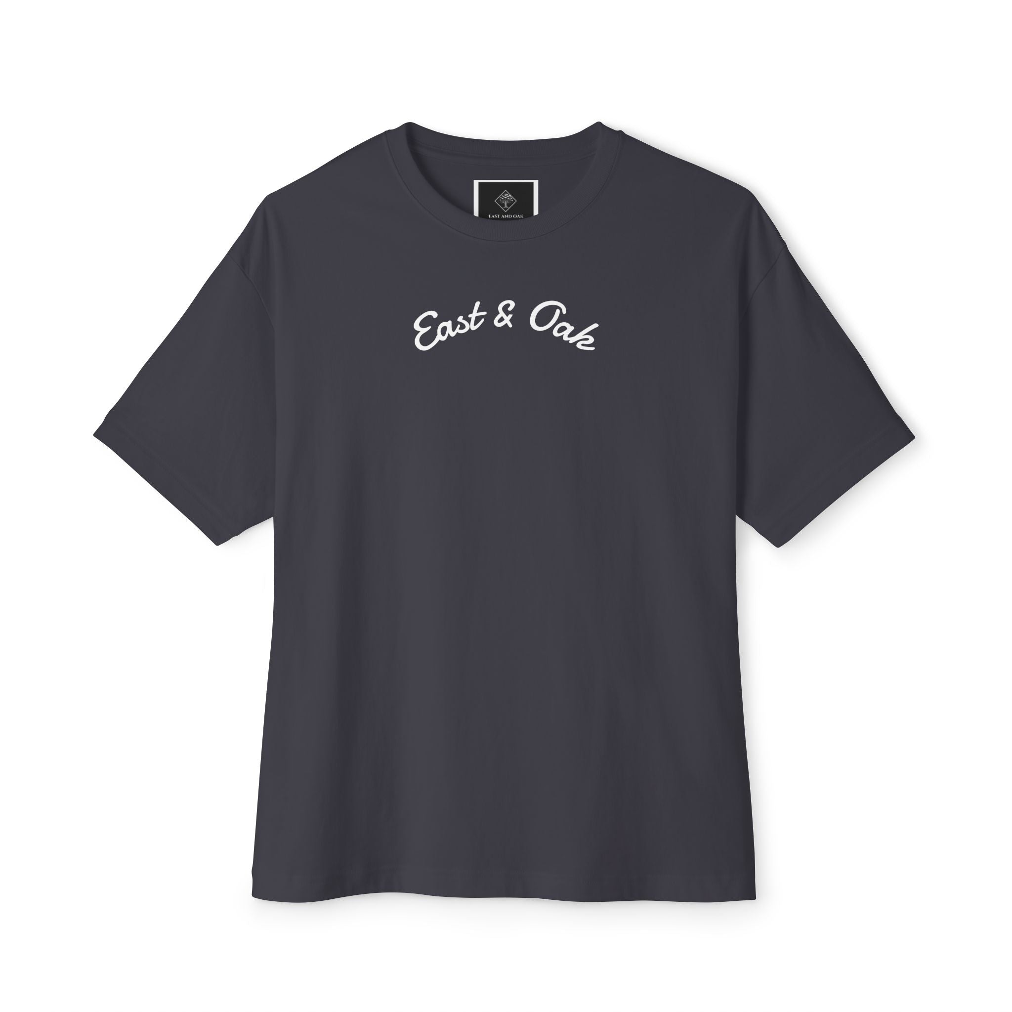 East and Oak Logo Boxy Tee — Minimalist Oversized Graphic T-Shirt