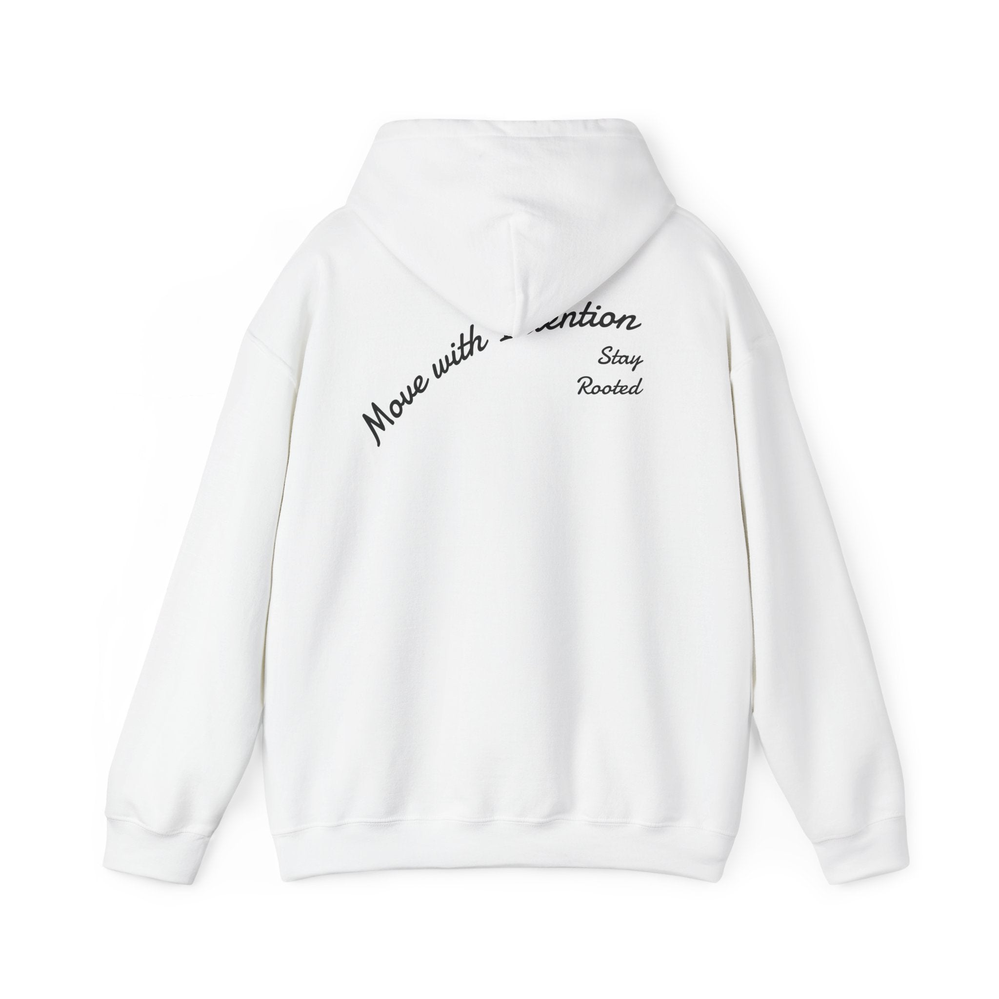 Stay Rooted Tree Hoodie — "Move with Intention" Minimal Logo Hooded Sweatshirt