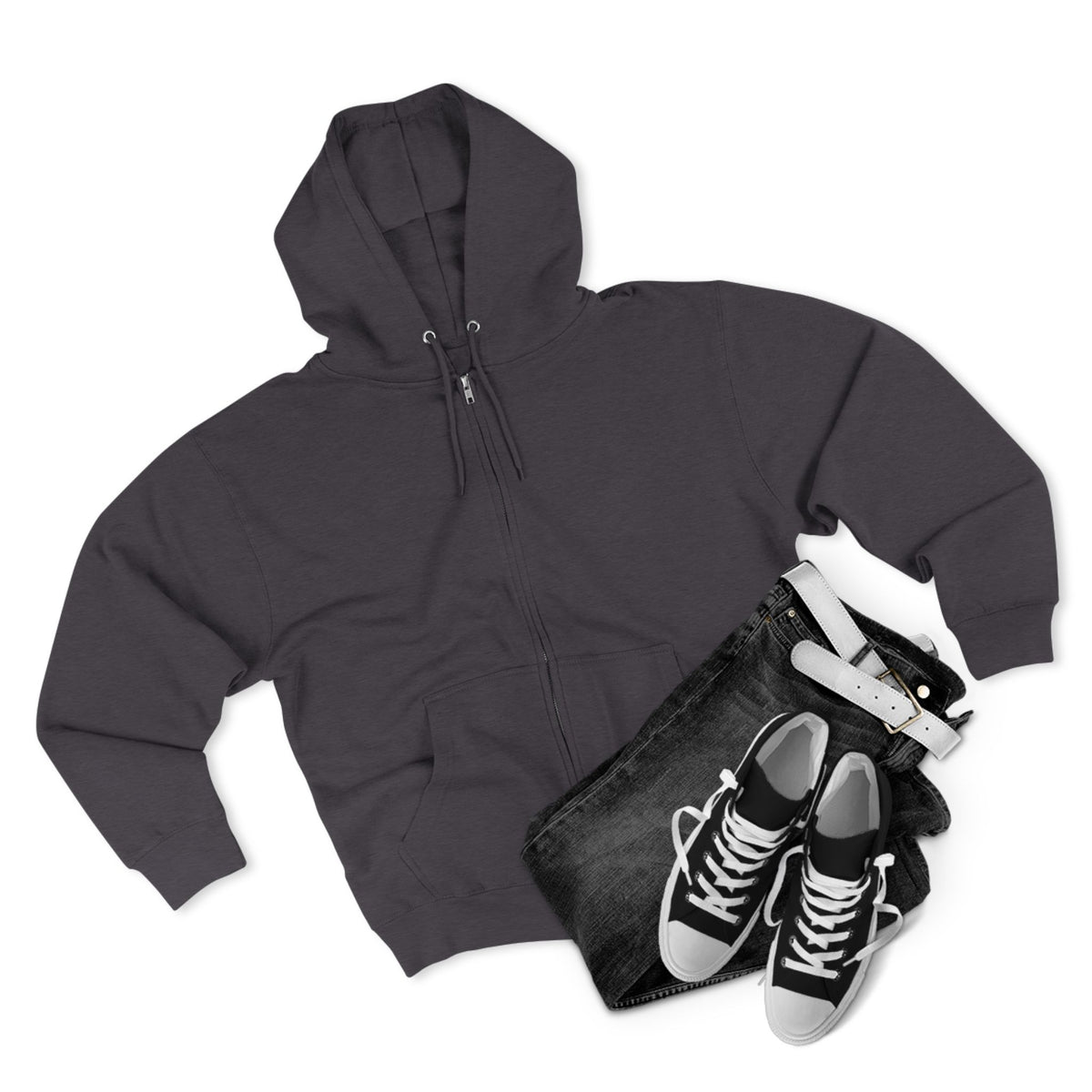 Zip Hoodie — Minimal Back Script Comfort Zip-Up