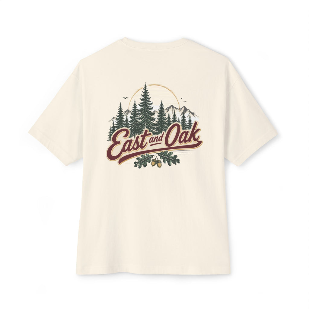 East and Oak Logo Boxy Tee — Minimalist Oversized Graphic T-Shirt