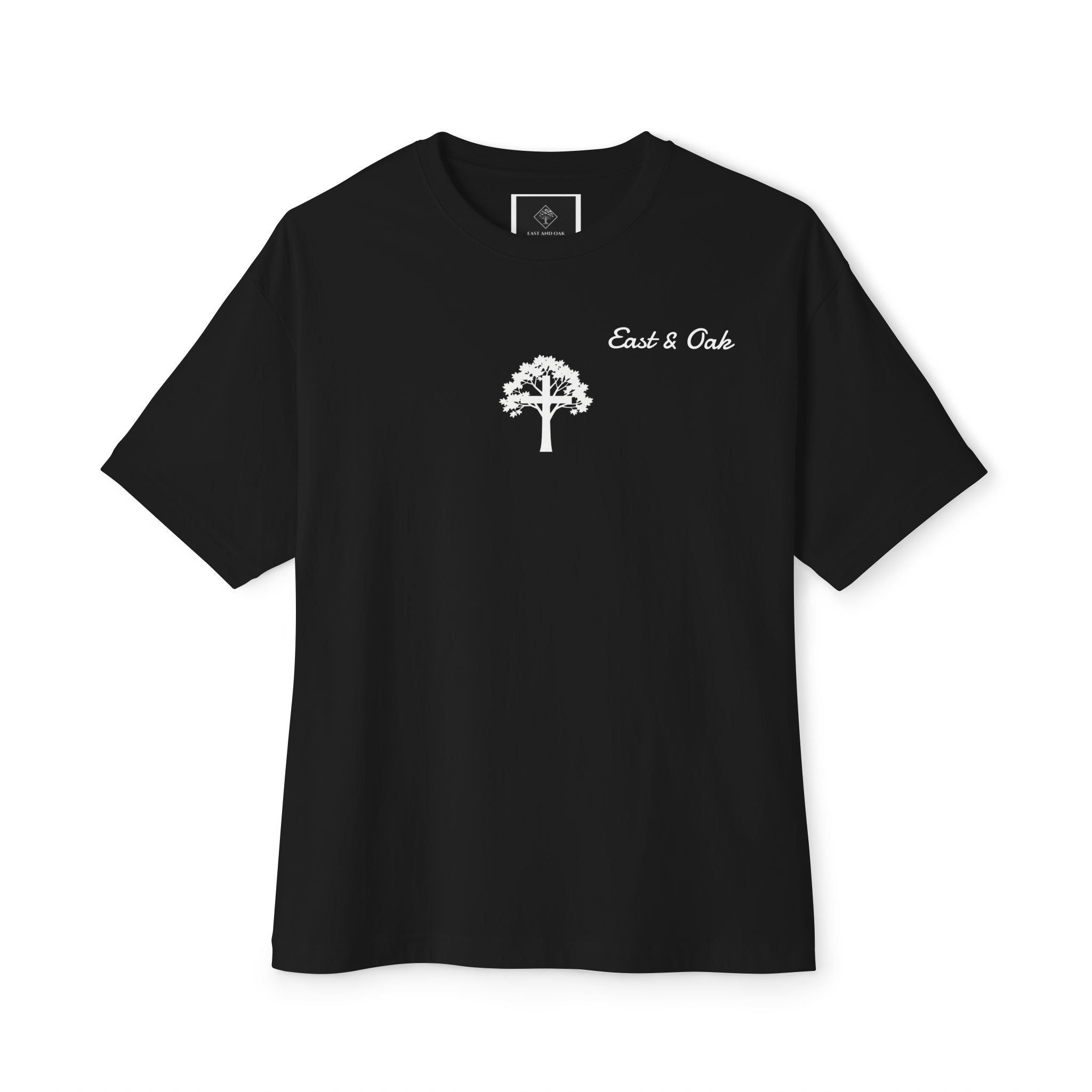 East and Oak Logo Boxy Tee — Minimalist Oversized Graphic T-Shirt