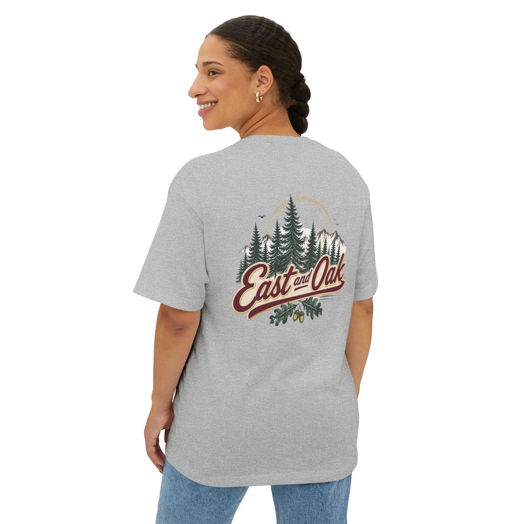 East and Oak Logo Boxy Tee — Minimalist Oversized Graphic T-Shirt