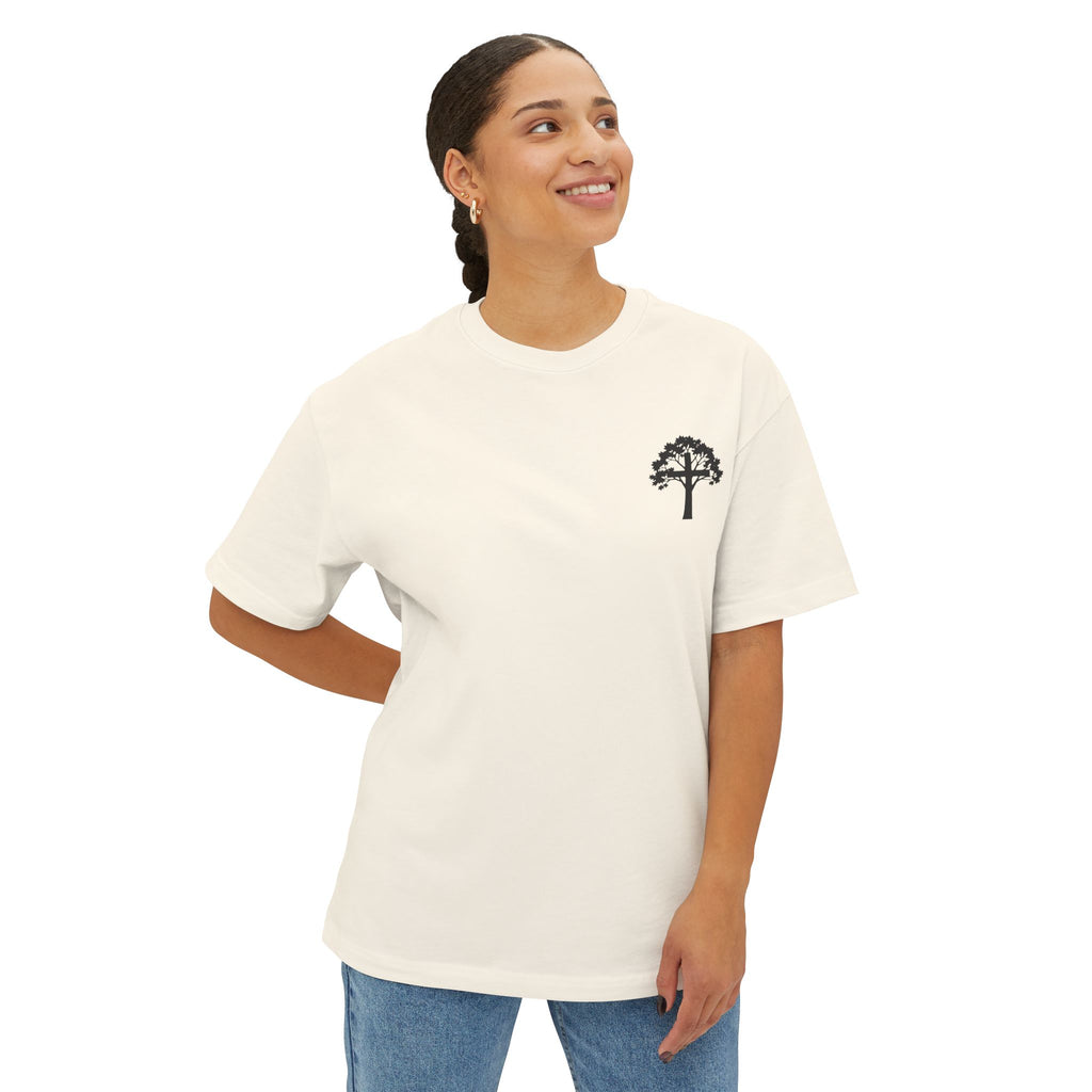 East and Oak Logo Boxy Tee — Minimalist Oversized Graphic T-Shirt