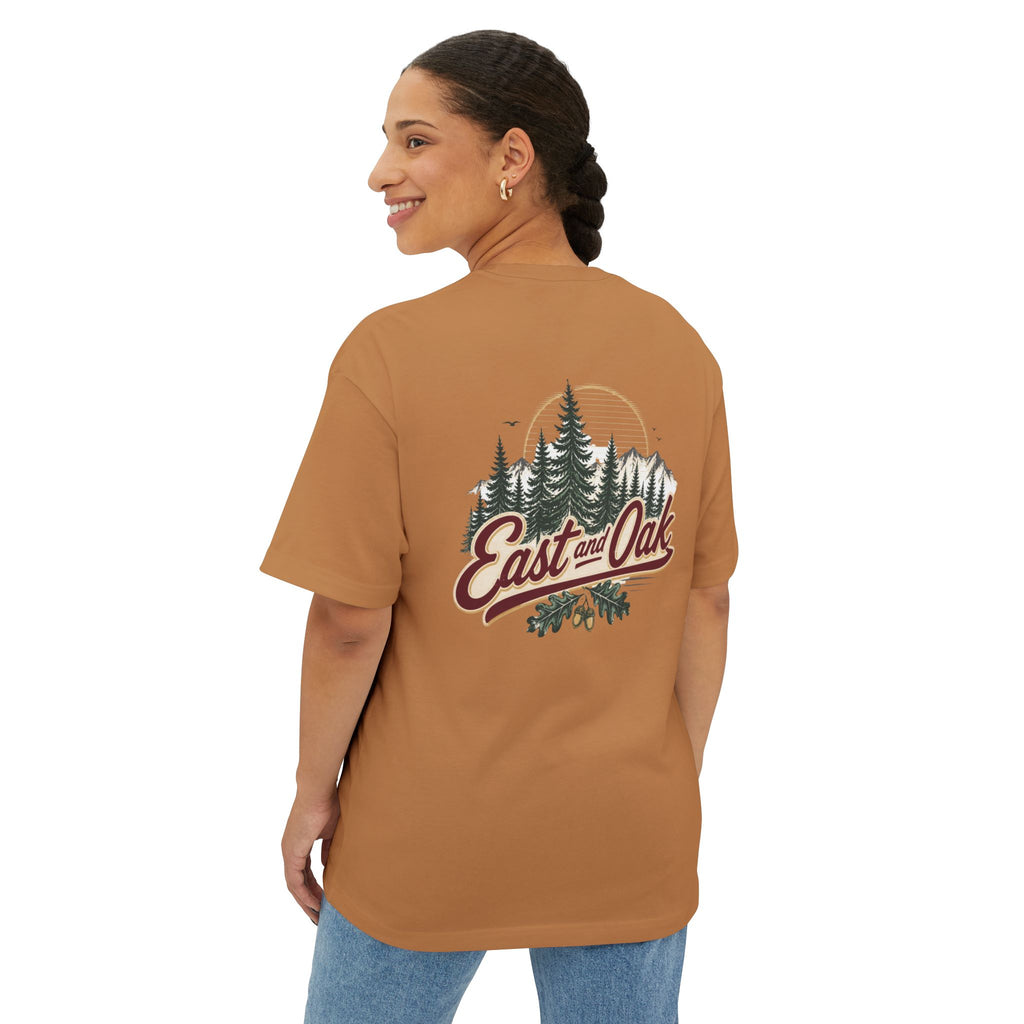 East and Oak Logo Boxy Tee — Minimalist Oversized Graphic T-Shirt