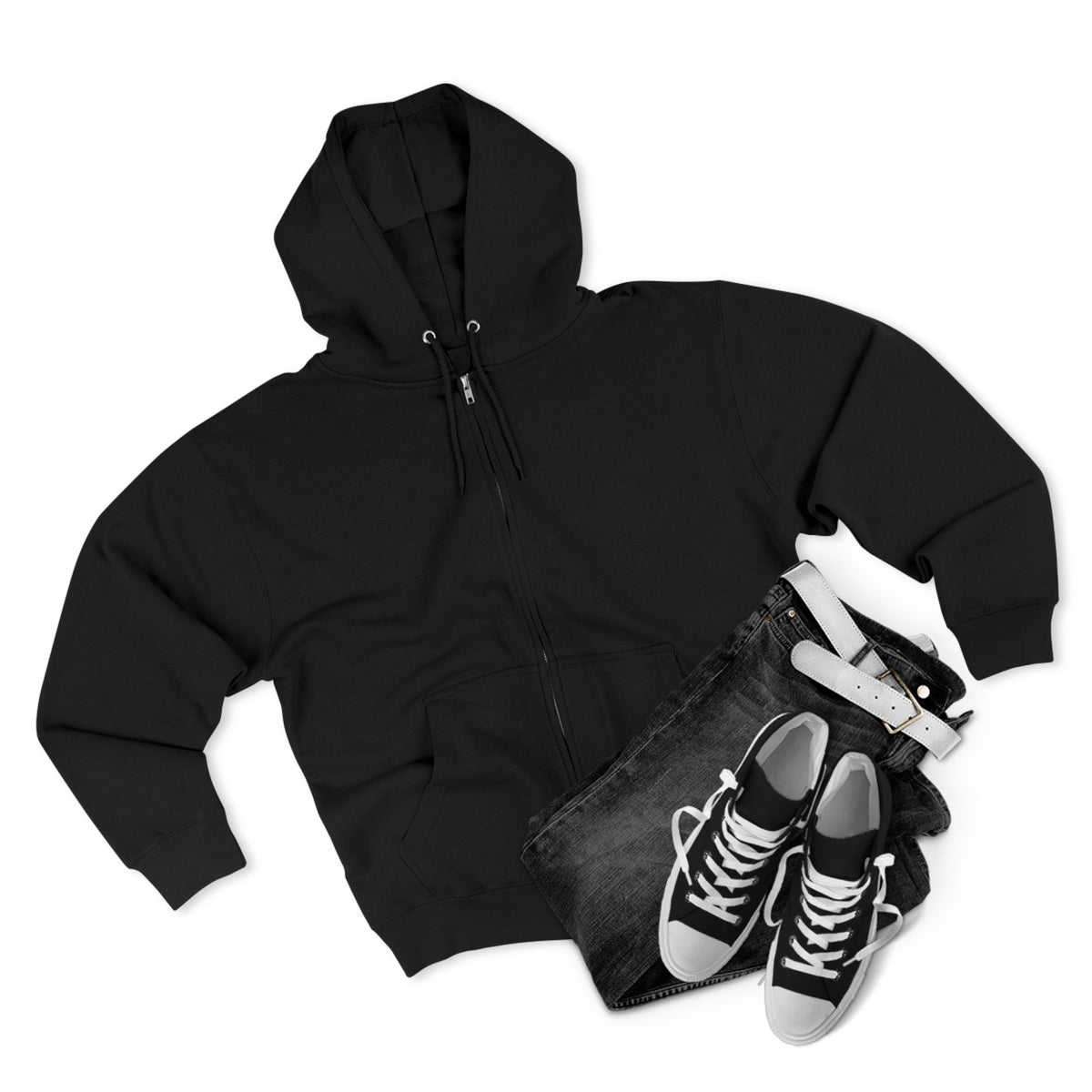 Zip Hoodie — Minimal Back Script Comfort Zip-Up