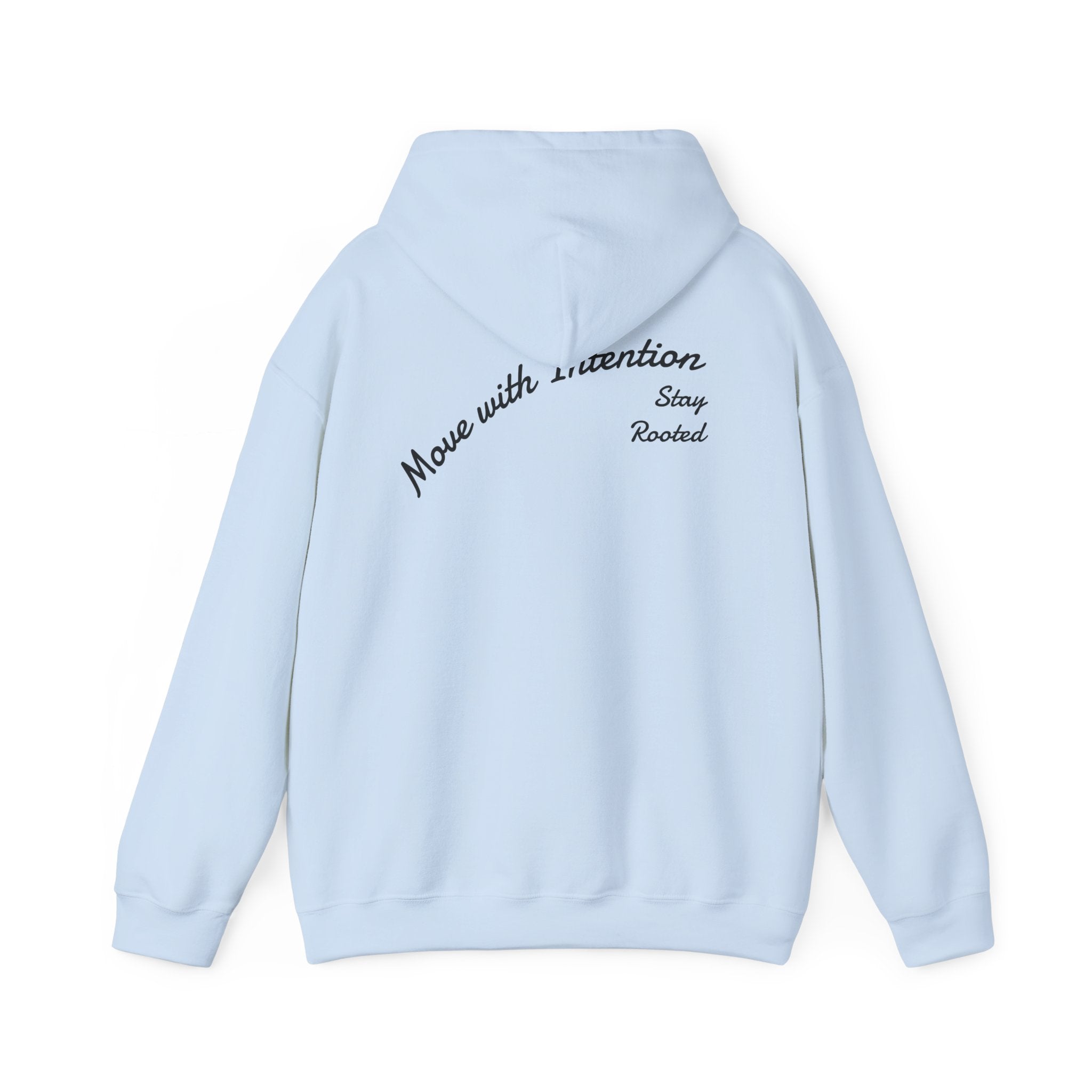 Stay Rooted Tree Hoodie — "Move with Intention" Minimal Logo Hooded Sweatshirt