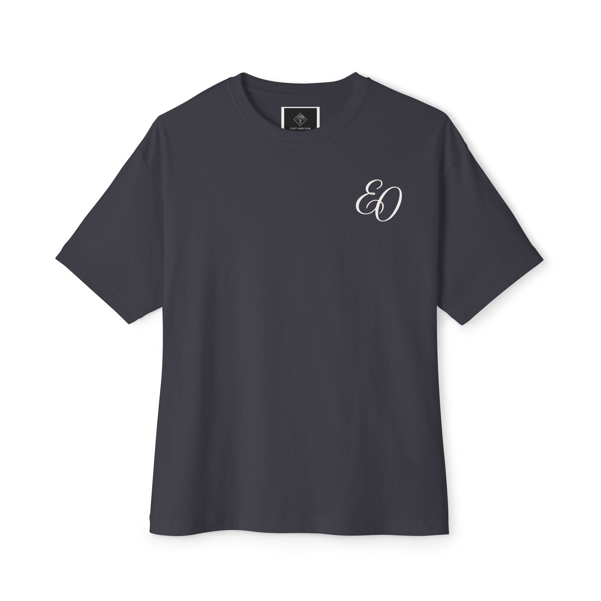East and Oak Logo Boxy Tee — Minimalist Oversized Graphic T-Shirt