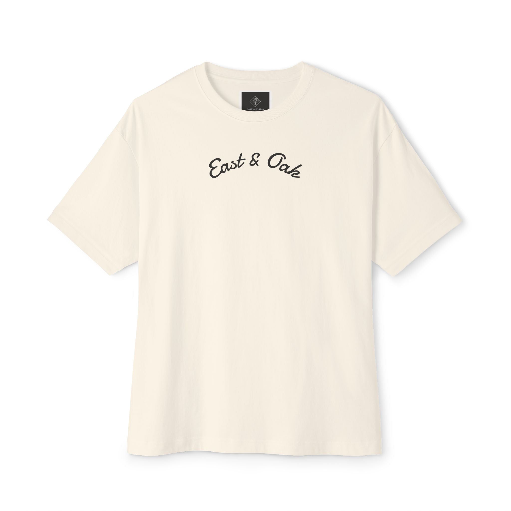 East and Oak Logo Boxy Tee — Minimalist Oversized Graphic T-Shirt
