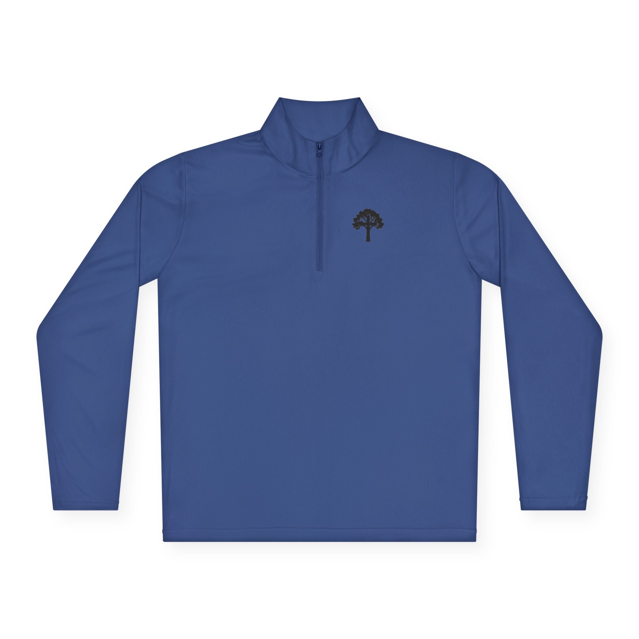 Quarter-Zip Pullover — Small Tree Chest Logo & “Stay Rooted.” Back Script