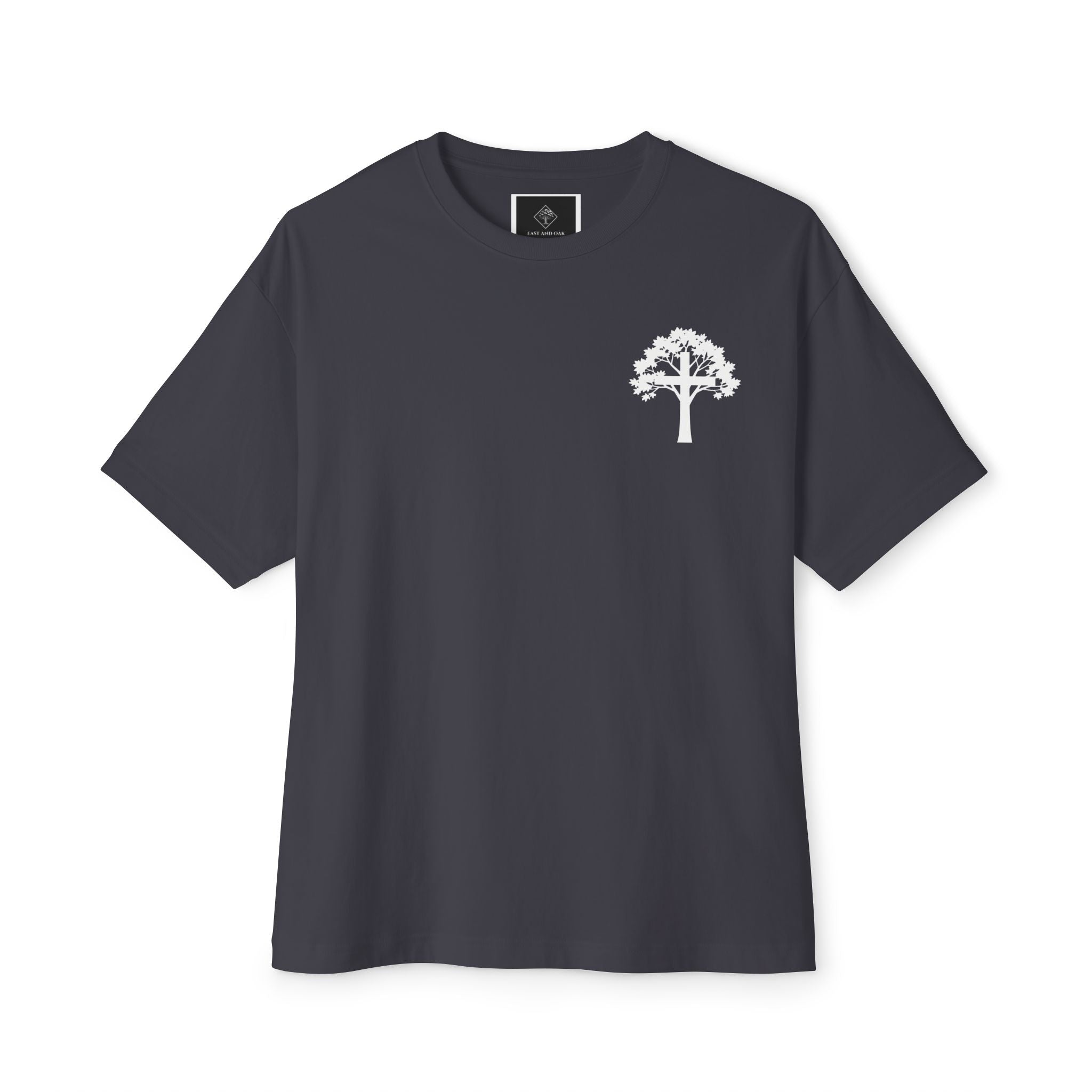 East and Oak Logo Boxy Tee — Minimalist Oversized Graphic T-Shirt