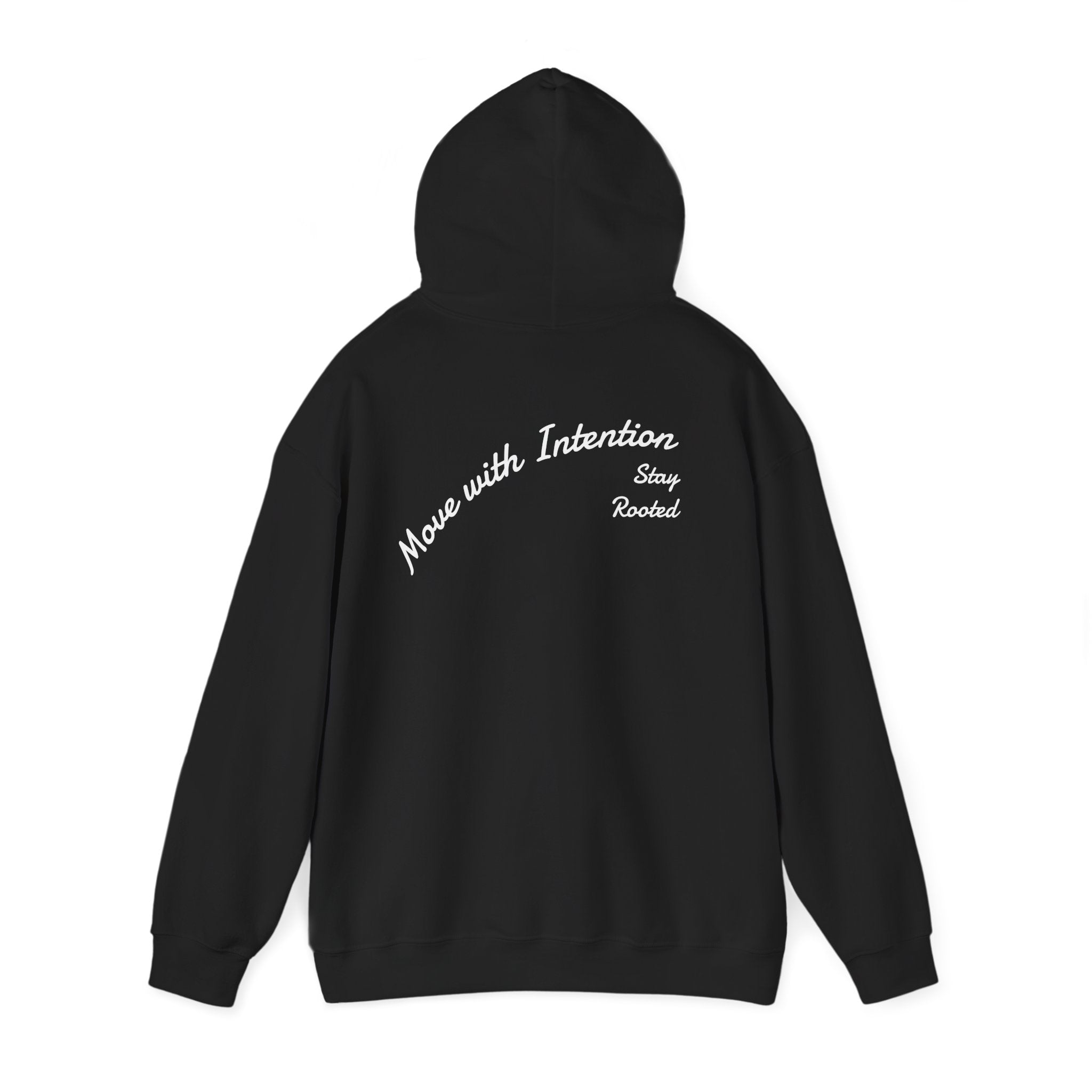 Stay Rooted Tree Hoodie — "Move with Intention" Minimal Logo Hooded Sweatshirt