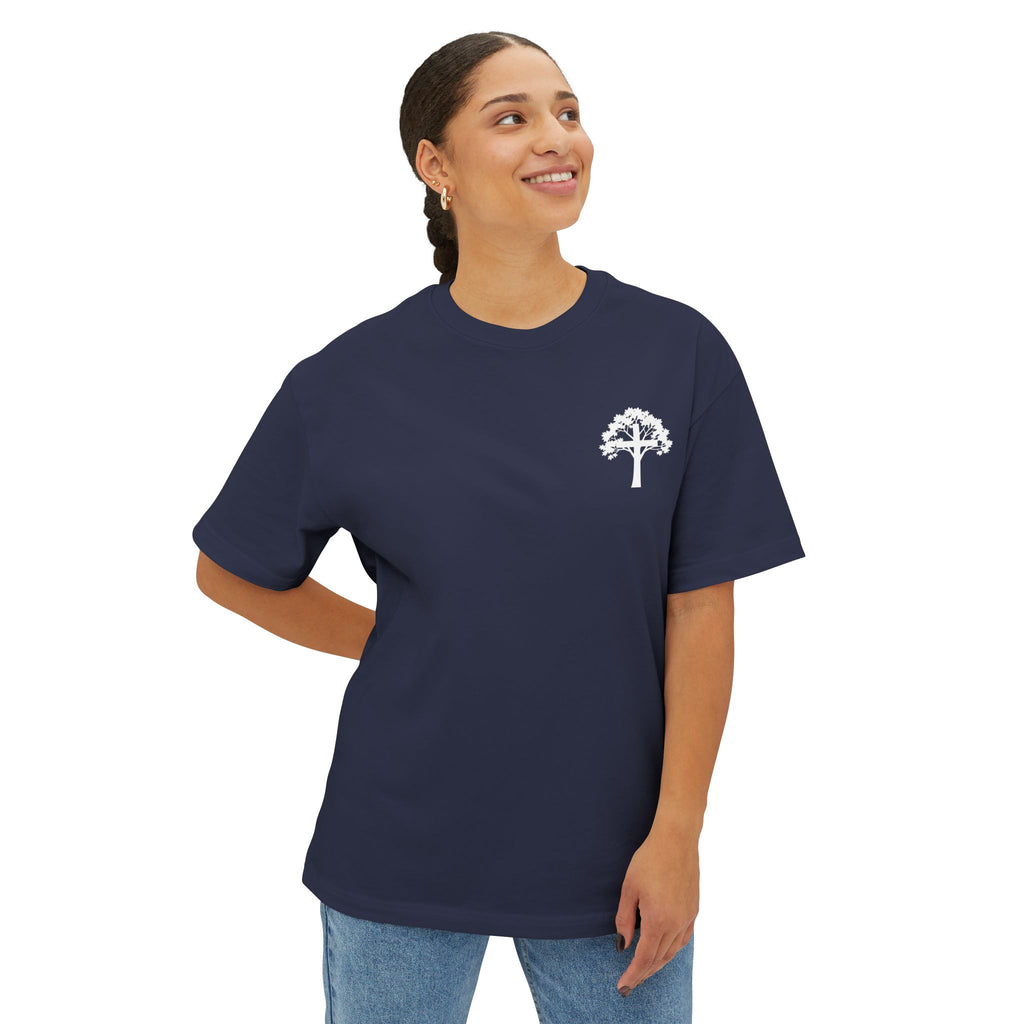 East and Oak Logo Boxy Tee — Minimalist Oversized Graphic T-Shirt