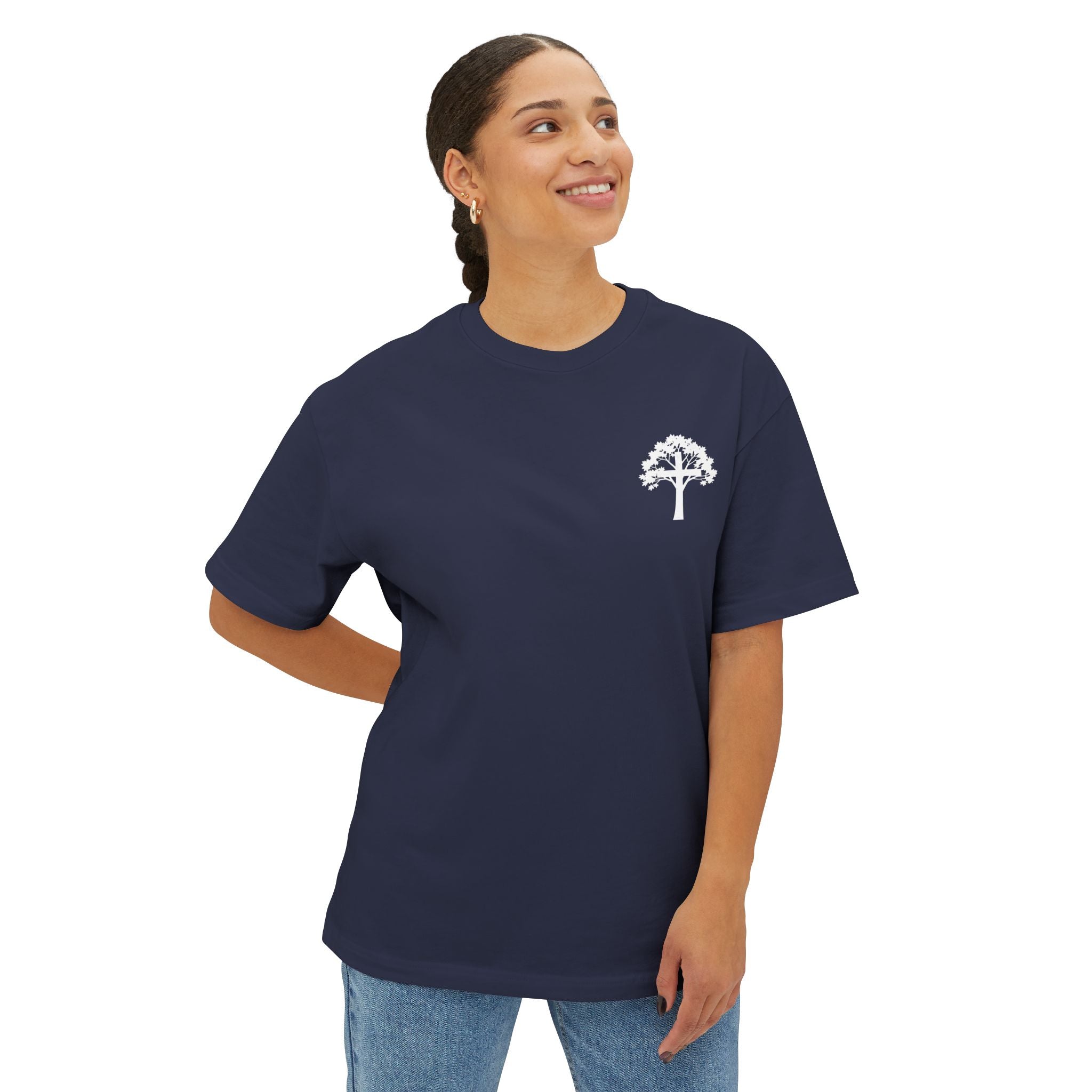 East and Oak Logo Boxy Tee — Minimalist Oversized Graphic T-Shirt