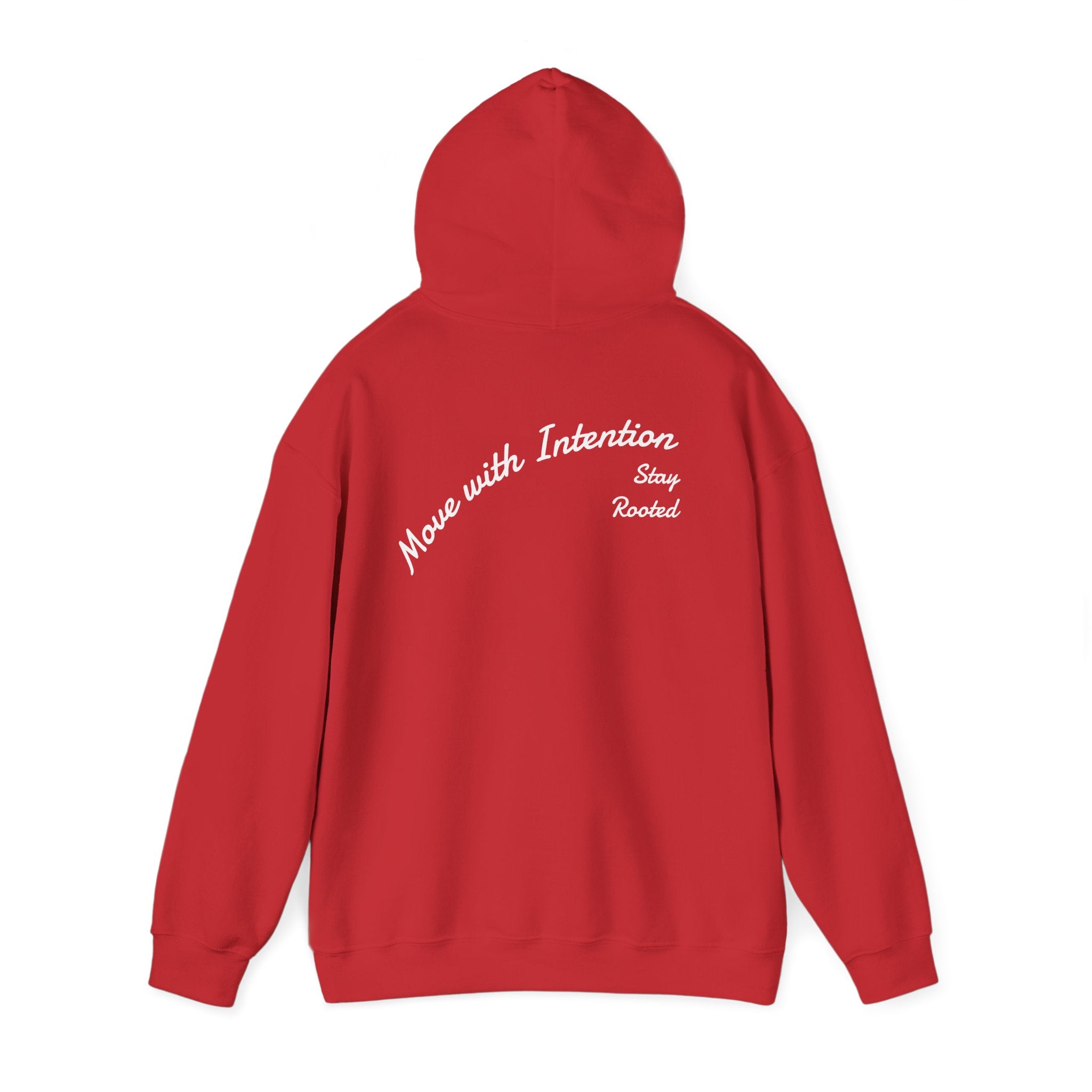 Stay Rooted Tree Hoodie — "Move with Intention" Minimal Logo Hooded Sweatshirt
