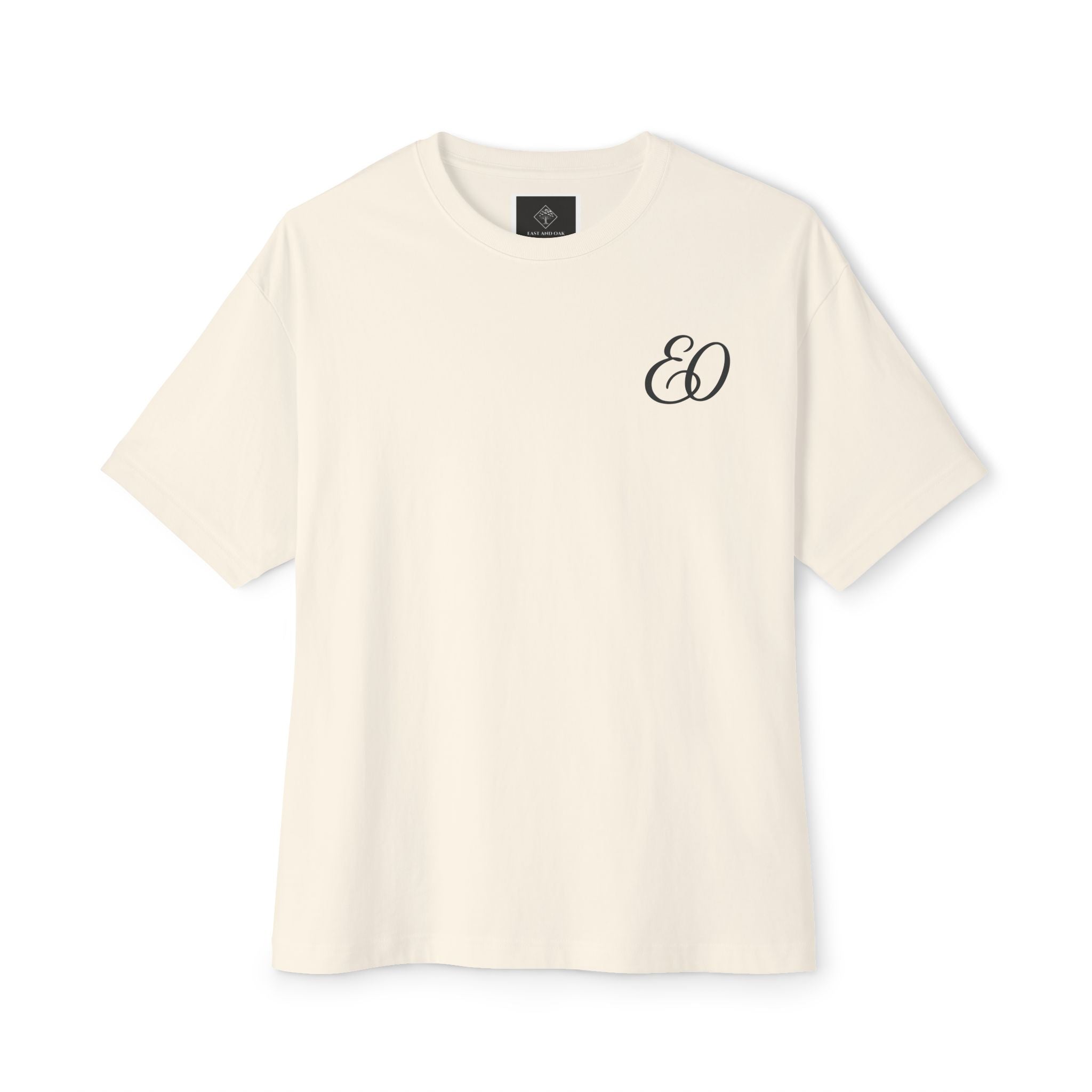 East and Oak Logo Boxy Tee — Minimalist Oversized Graphic T-Shirt