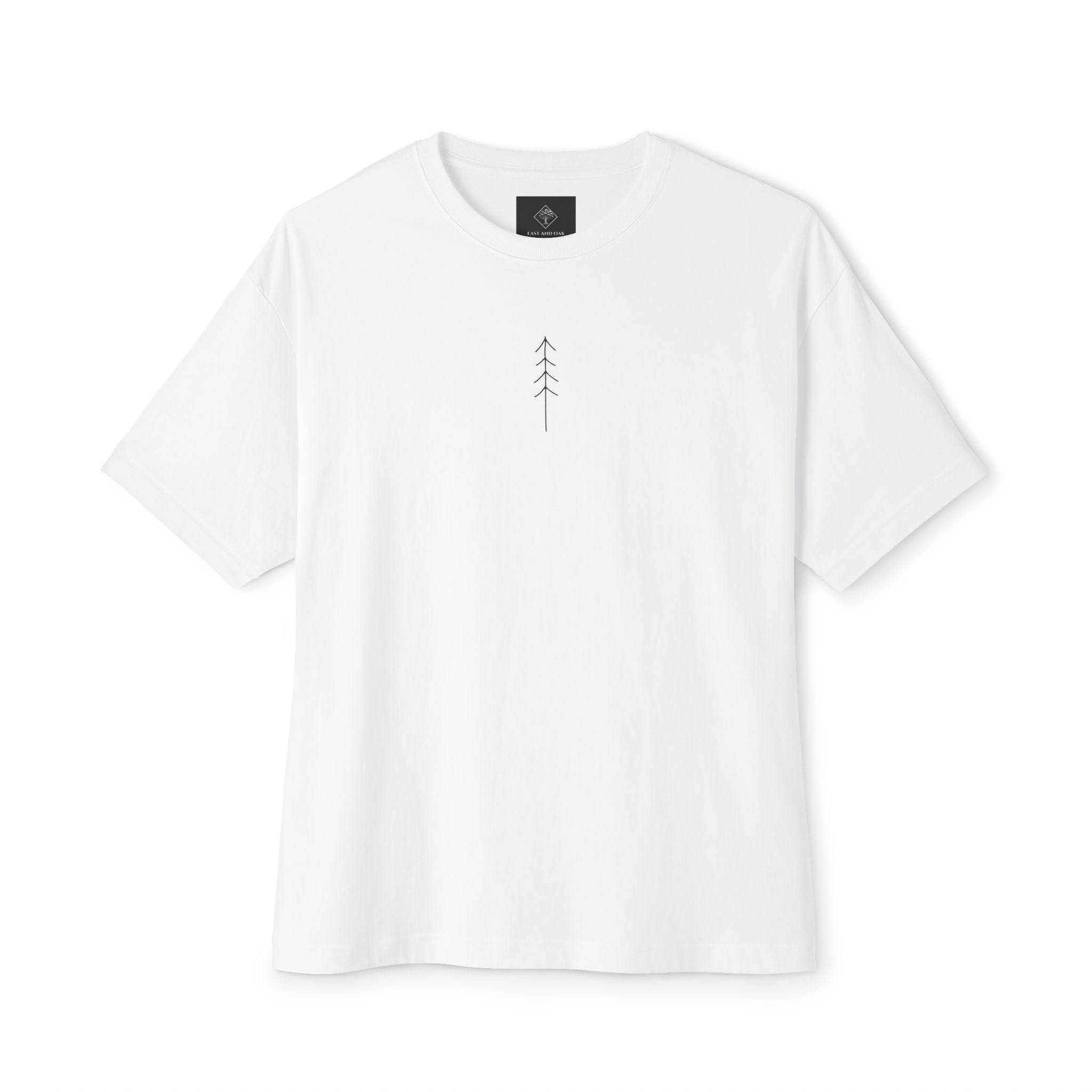 East and Oak Logo Boxy Tee — Minimalist Oversized Graphic T-Shirt
