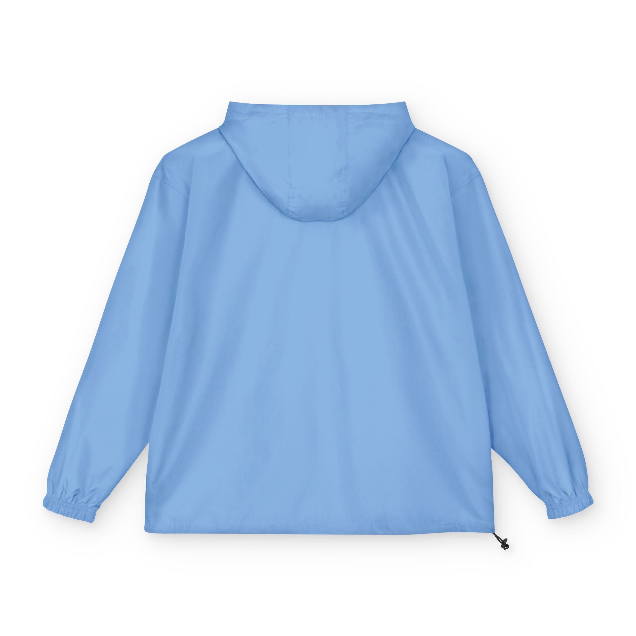 Light Blue Packable Anorak Jacket with Small Tree Logo — Windbreaker Pullover for Travel & Outdoor