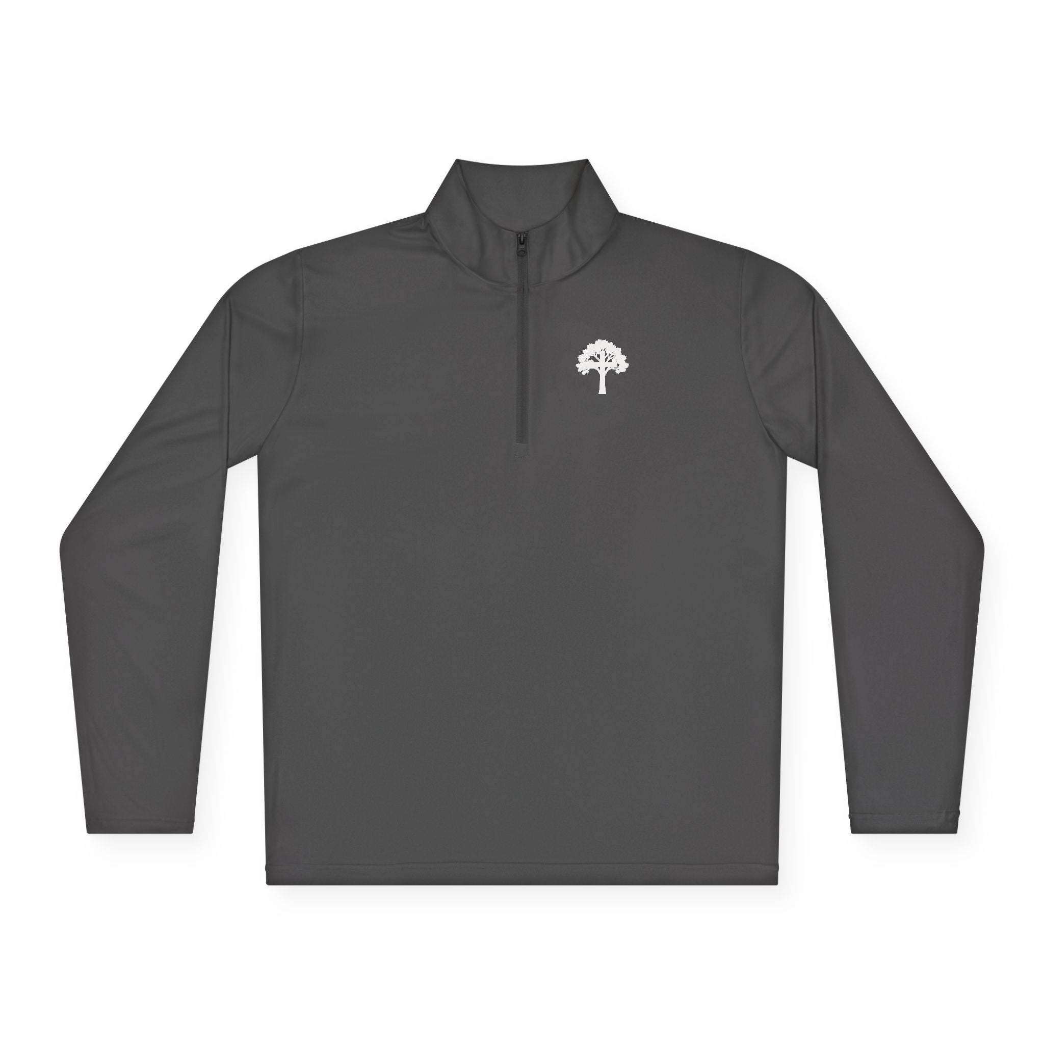 Quarter-Zip Pullover — Small Tree Chest Logo & “Stay Rooted.” Back Script