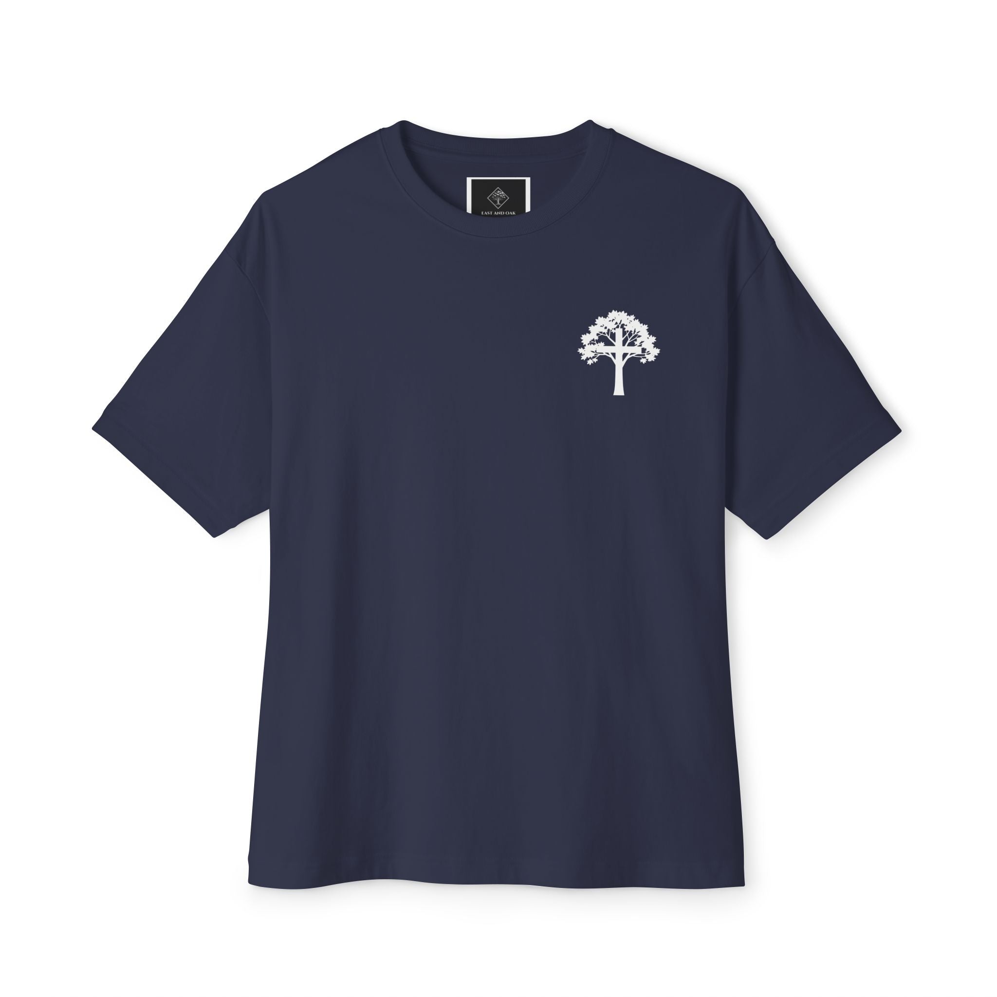 East and Oak Logo Boxy Tee — Minimalist Oversized Graphic T-Shirt