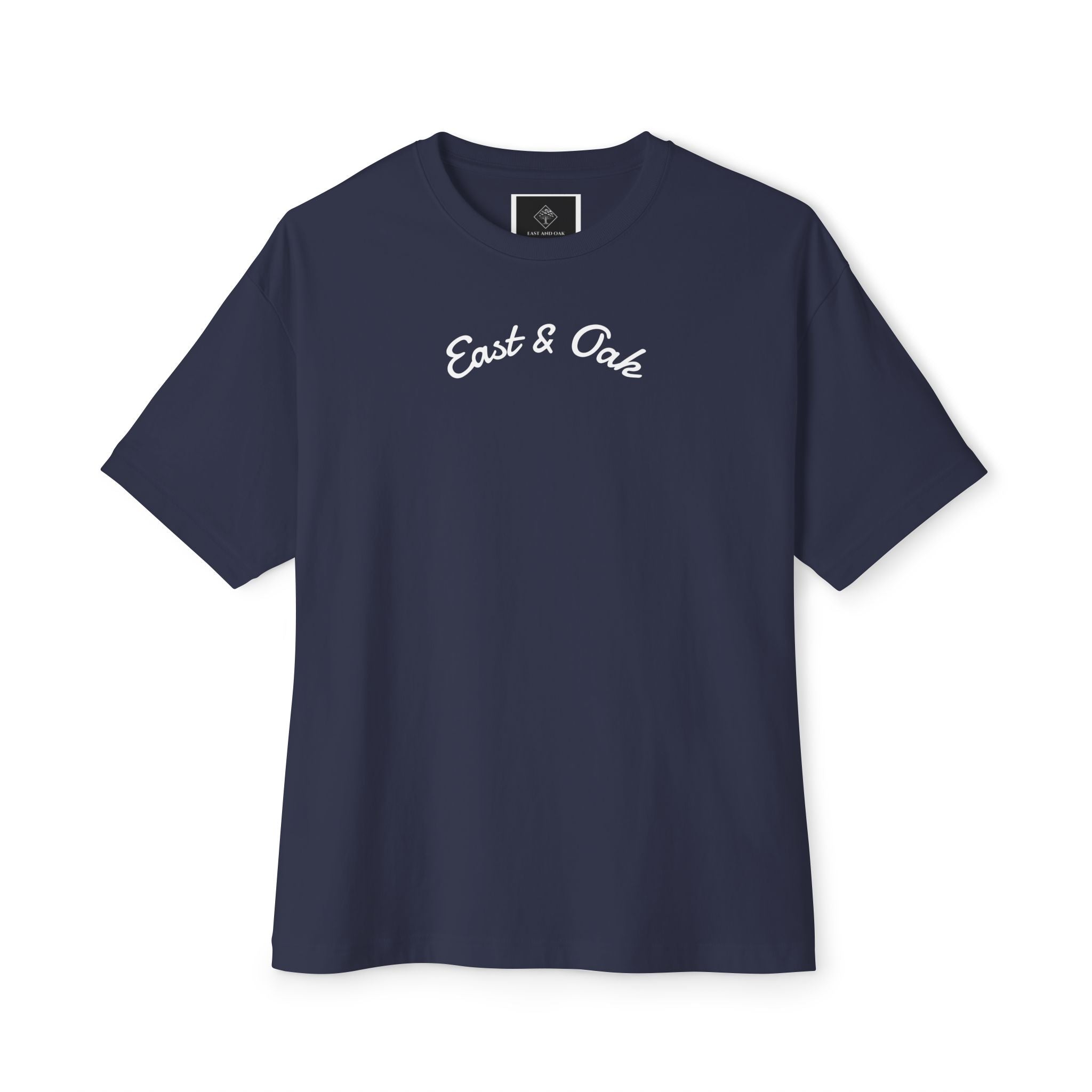East and Oak Logo Boxy Tee — Minimalist Oversized Graphic T-Shirt