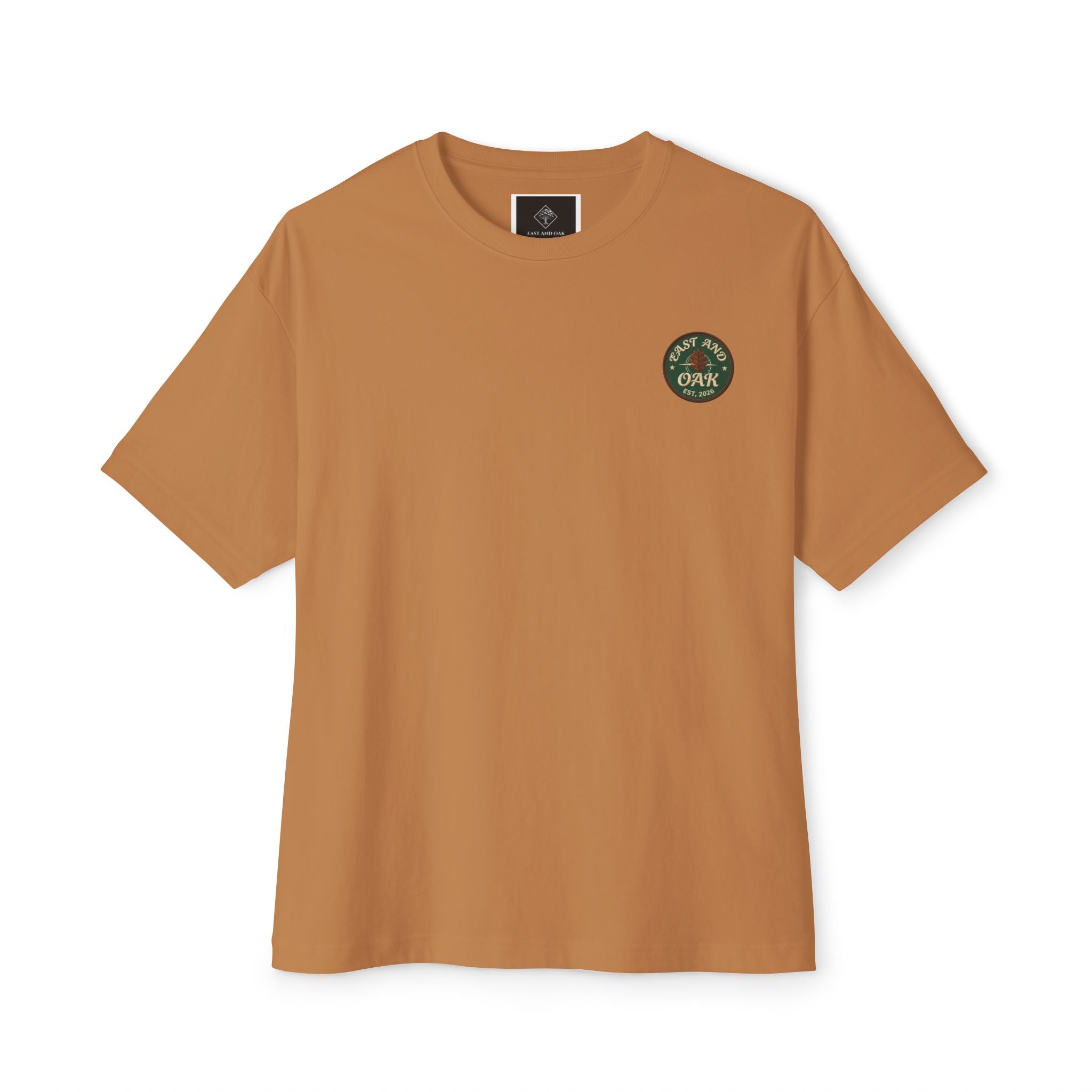 East and Oak Logo Boxy Tee — Minimalist Oversized Graphic T-Shirt